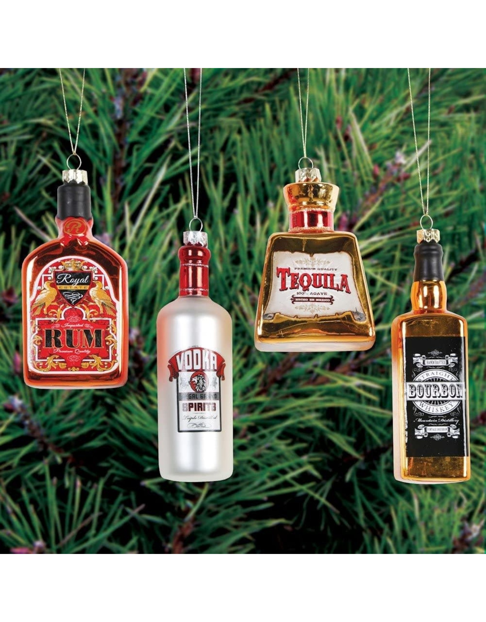 Kurt Adler Glass Alcohol Bottle Ornaments 4 Assorted
