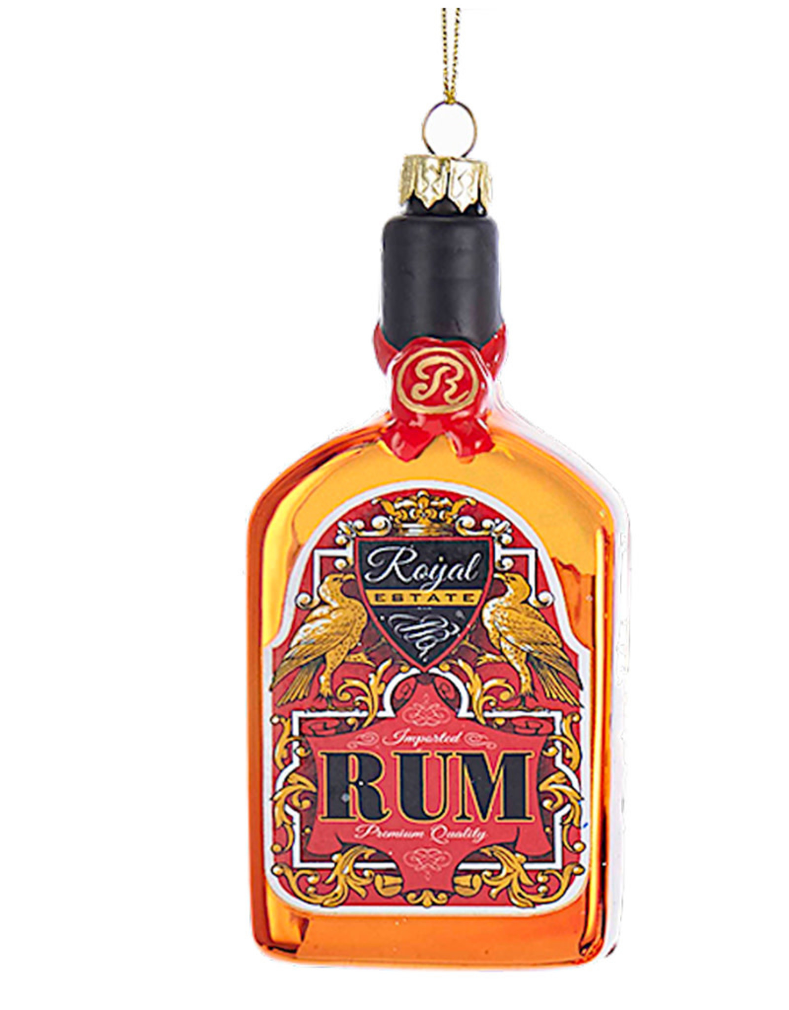 Kurt Adler Glass Rum Bottle Ornament