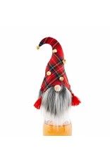 Mud Pie Christmas Gnome Bottle Cover Tartan Jingle Bells Hat