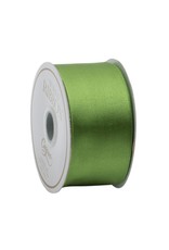 Caspari Solid Green Satin Wired Ribbon - 9 Yard Spool