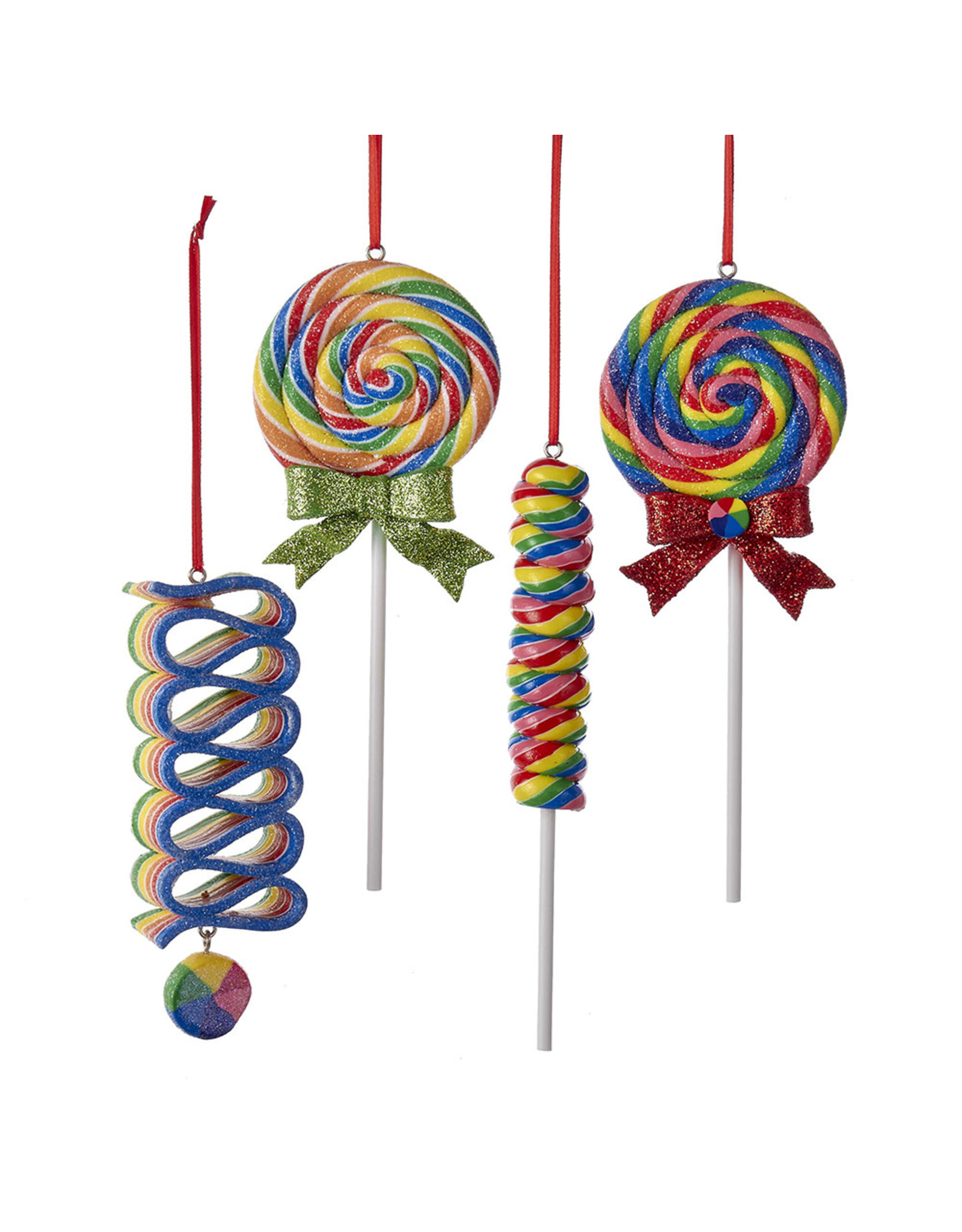Kurt Adler Glitter Lollipop Ornaments 4 Assorted
