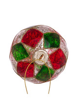 Kurt Adler Red Green Silver Checker Glass Ball Ornaments Set 6