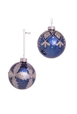 Kurt Adler Navy And Silver Glass Ball Ornaments Set of 6