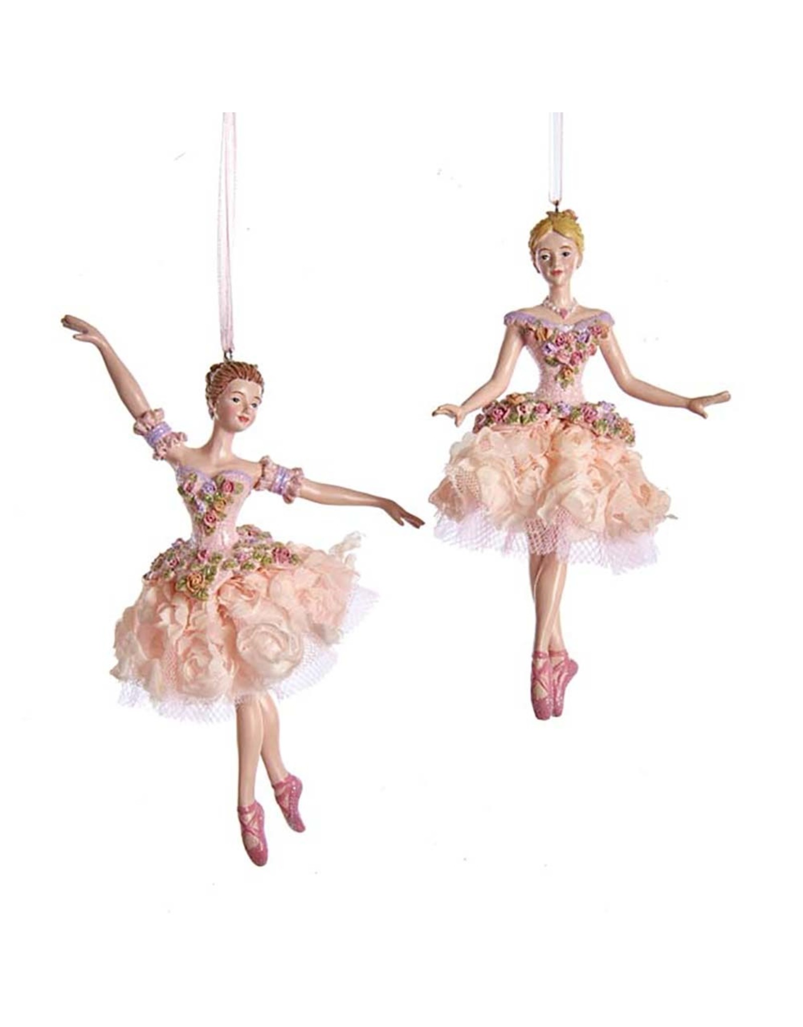 Kurt Adler Blush Pink Ballerina Ornaments 2 Assorted