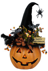 Karen Didion Halloween Lighted Fiber Optic Pumpkin 22 Inch Collectible