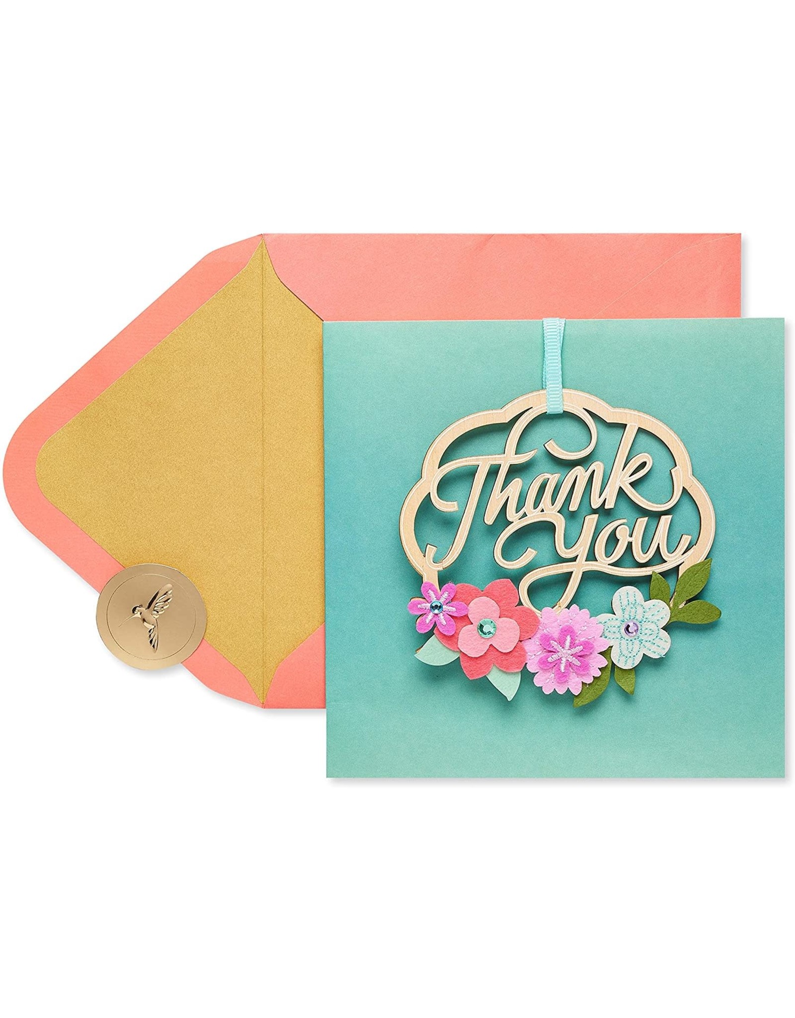 PAPYRUS Thank You Card With Wood Wreath Hanging Decor - Digs N Gifts