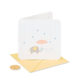 PAPYRUS® Baby Shower Card Raindrops Umbrella And Elephant