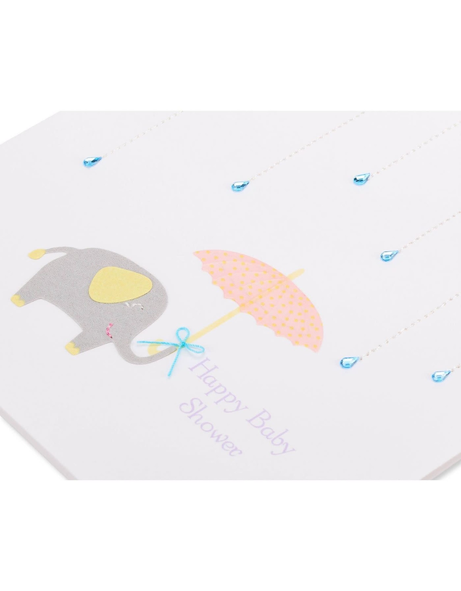 PAPYRUS® Baby Shower Card Raindrops Umbrella And Elephant