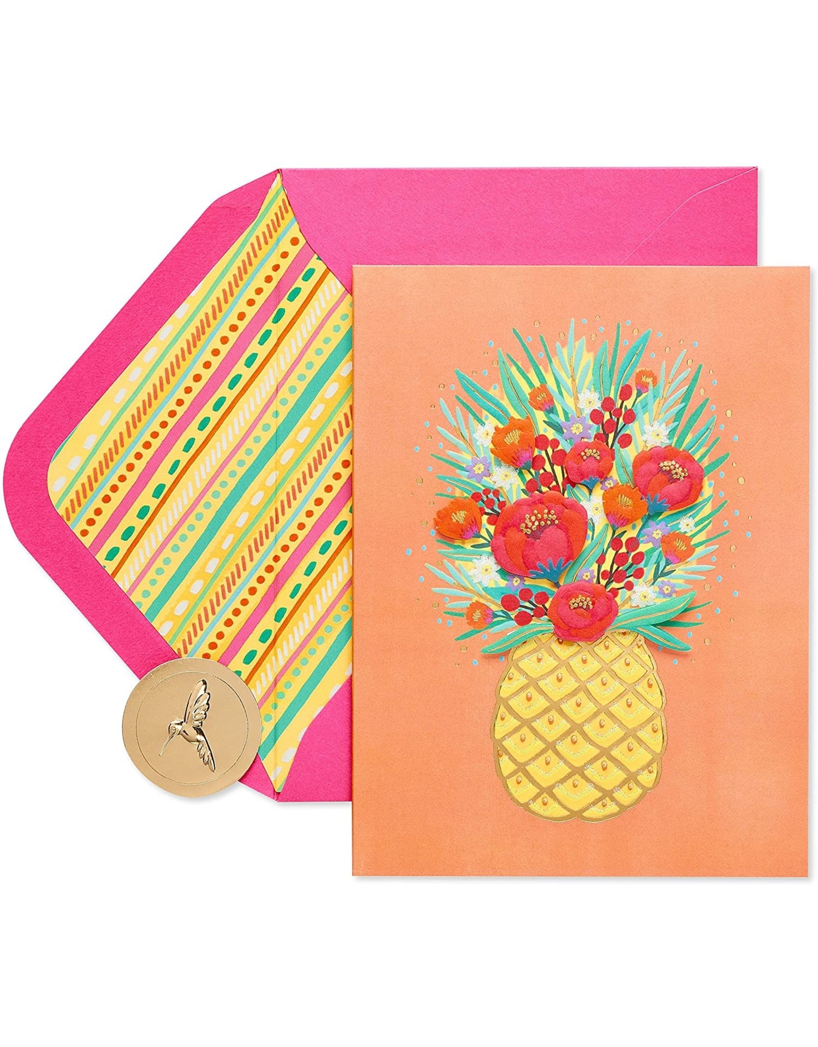 PAPYRUS® Birthday Card Pineapple Floral On Orange