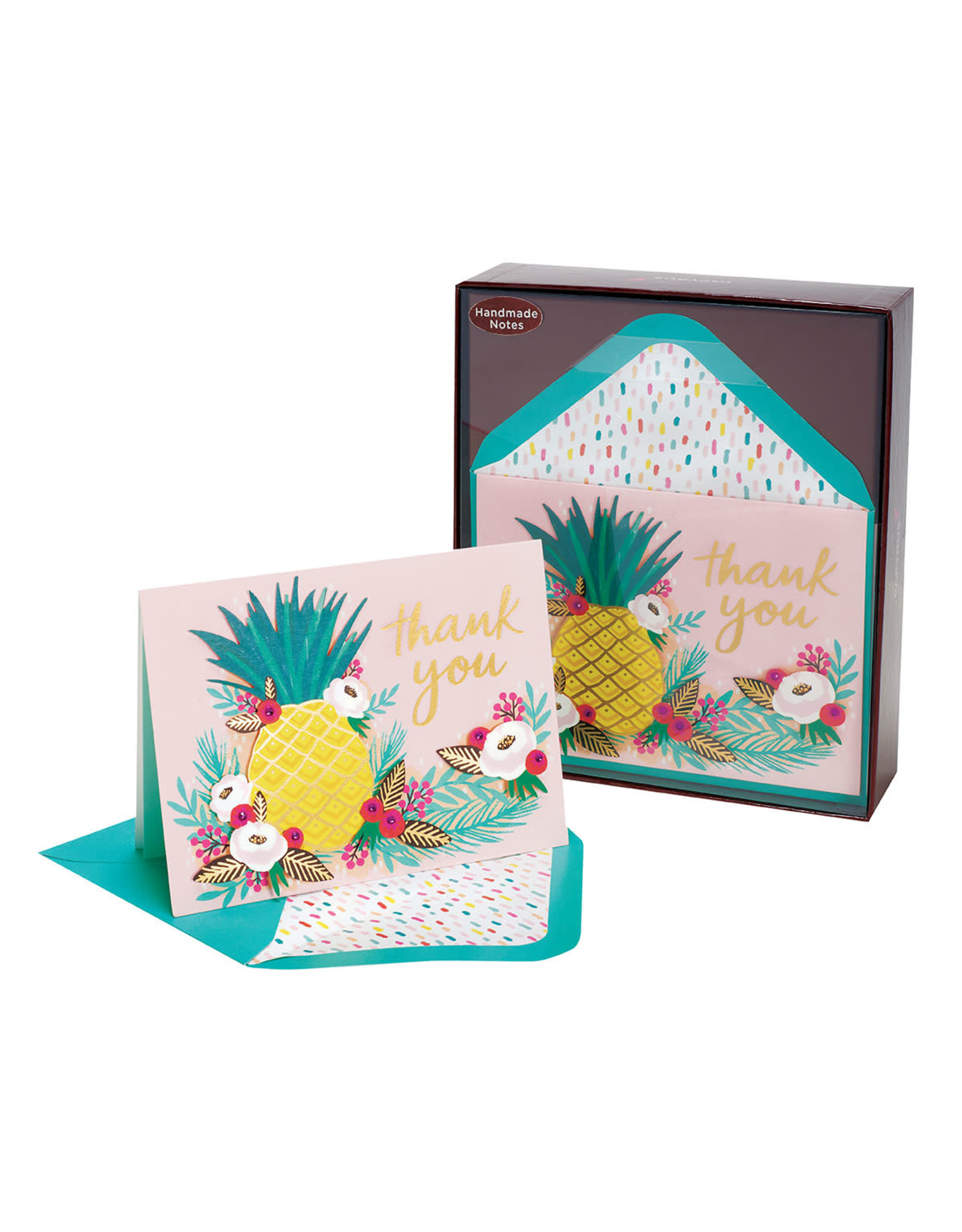 PAPYRUS Handmade Pineapple Floral Thank You Boxed Notes Set of 8 - Digs N  Gifts