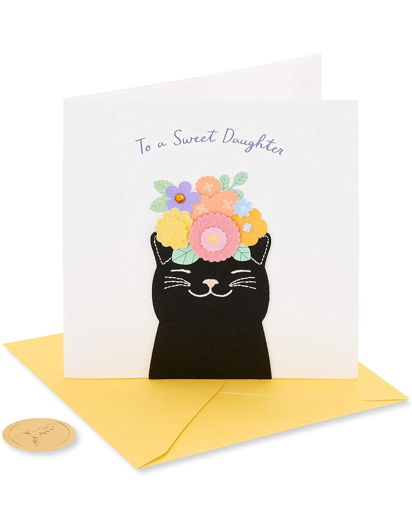 PAPYRUS® Birthday Card For Daughter Floral Cat