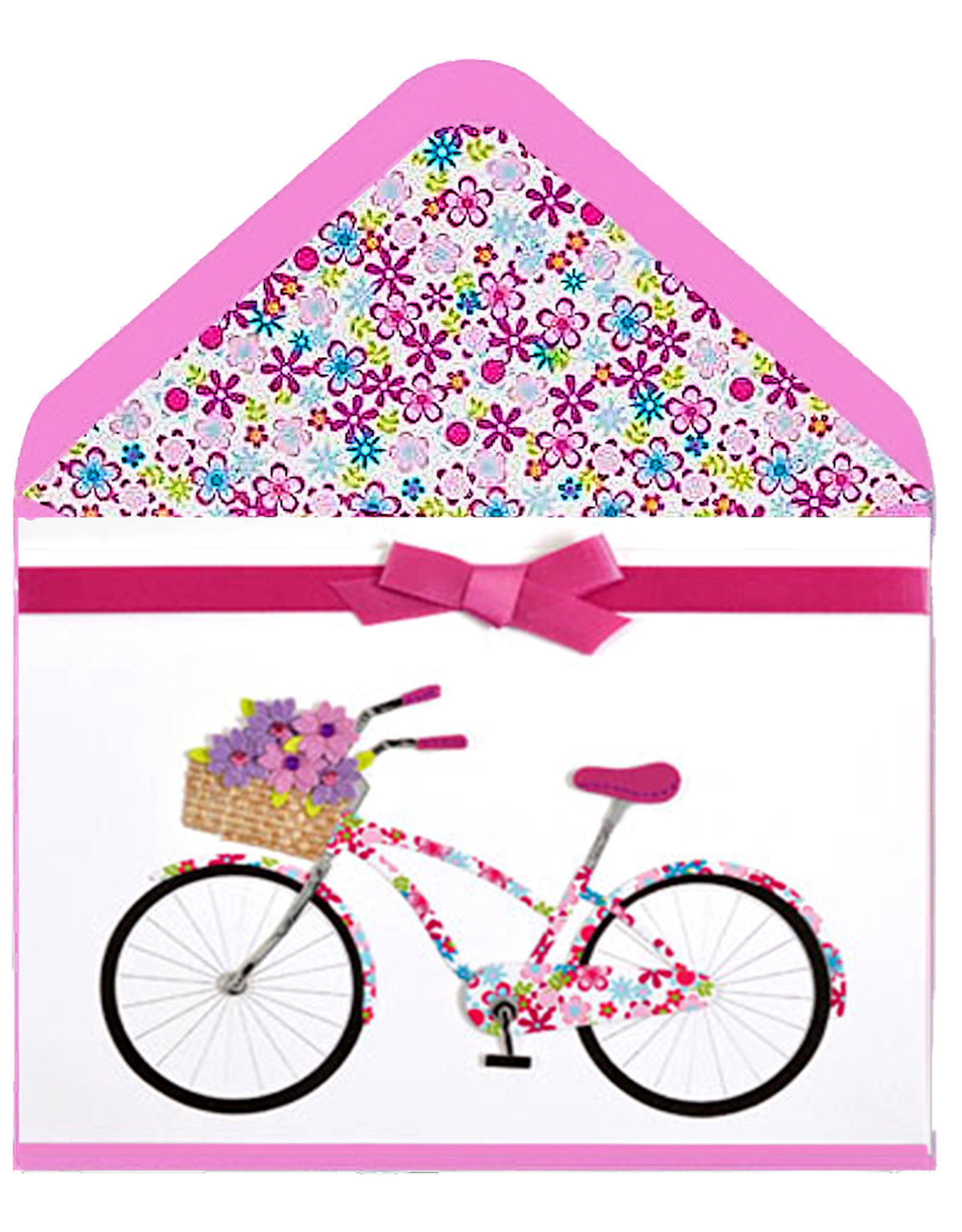 PAPYRUS® Blank Card Thinking Of You Bicycle w Basket Of Flowers Bike