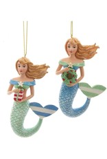 Kurt Adler Whimsical Mermaid Ornaments Blue n Green Set of 2