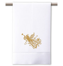 Peking Handicraft Christmas Hand-Guest Towel Embroidered Angel 14x22