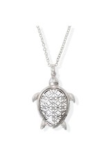 Periwinkle by Barlow 17 Inch Filigree Silver Turtle Pendant Necklace
