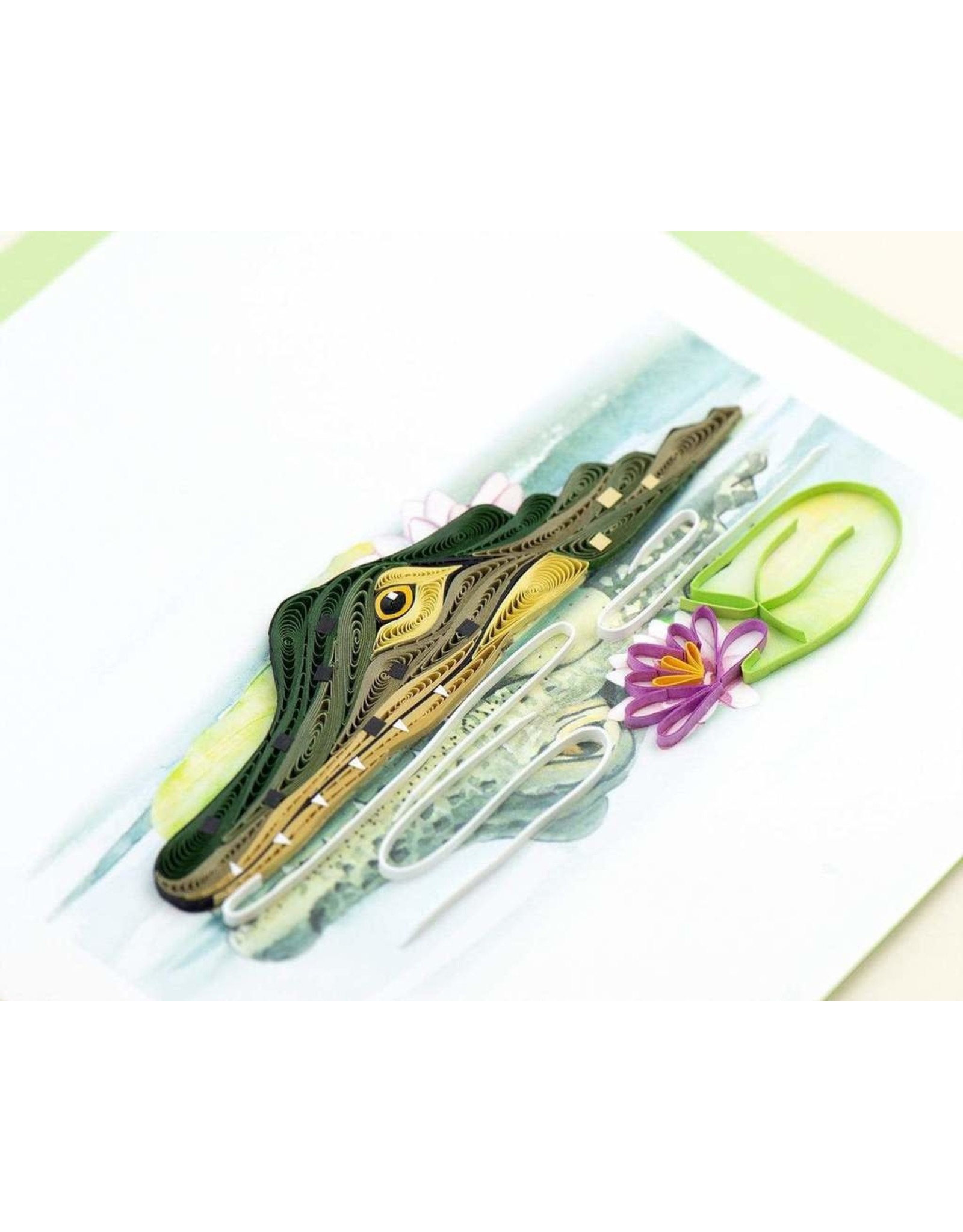 Quilling Card Blank Quilled Alligator Handcrafted Greeting Card