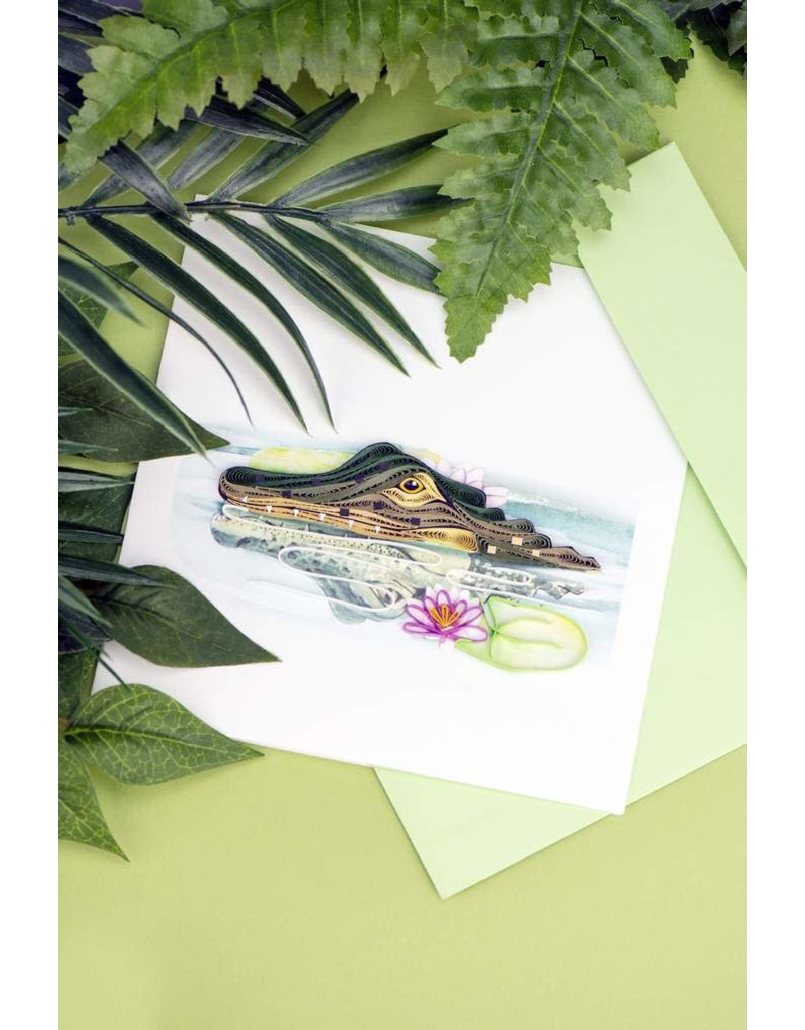 Quilling Card Blank Quilled Alligator Handcrafted Greeting Card