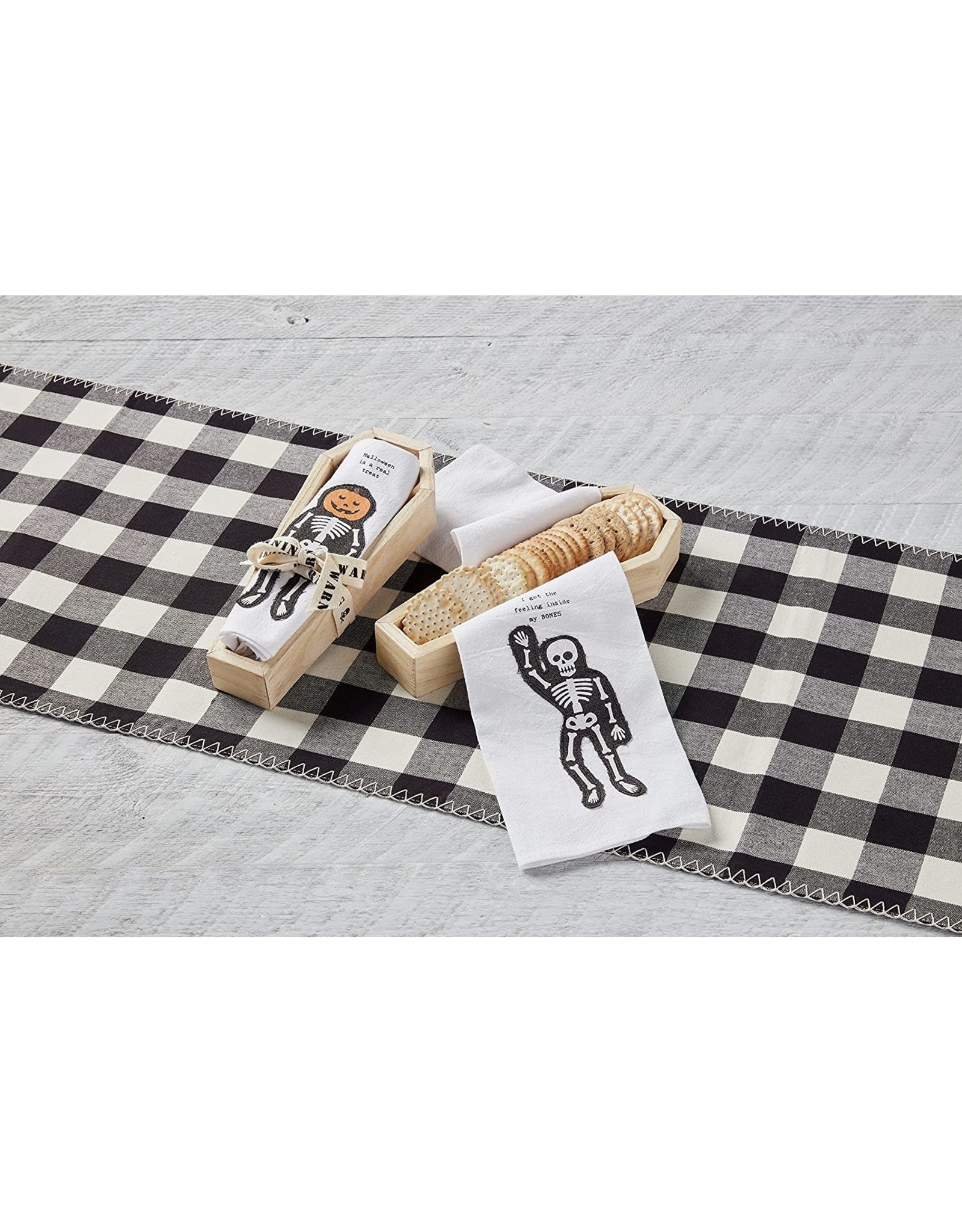 Mud Pie Halloween Cracker Dish Set W Pumpkin Skeleton Towel