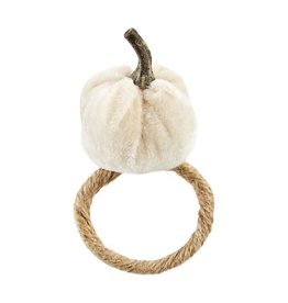 Mud Pie Velvet Pumpkin Napkin Ring - Cream