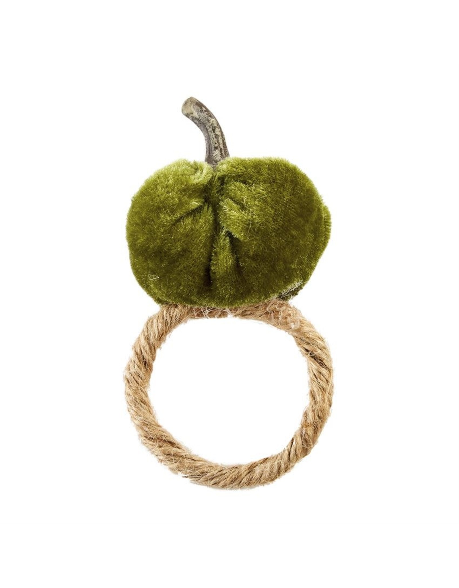 Mud Pie Velvet Pumpkin Napkin Ring - Green