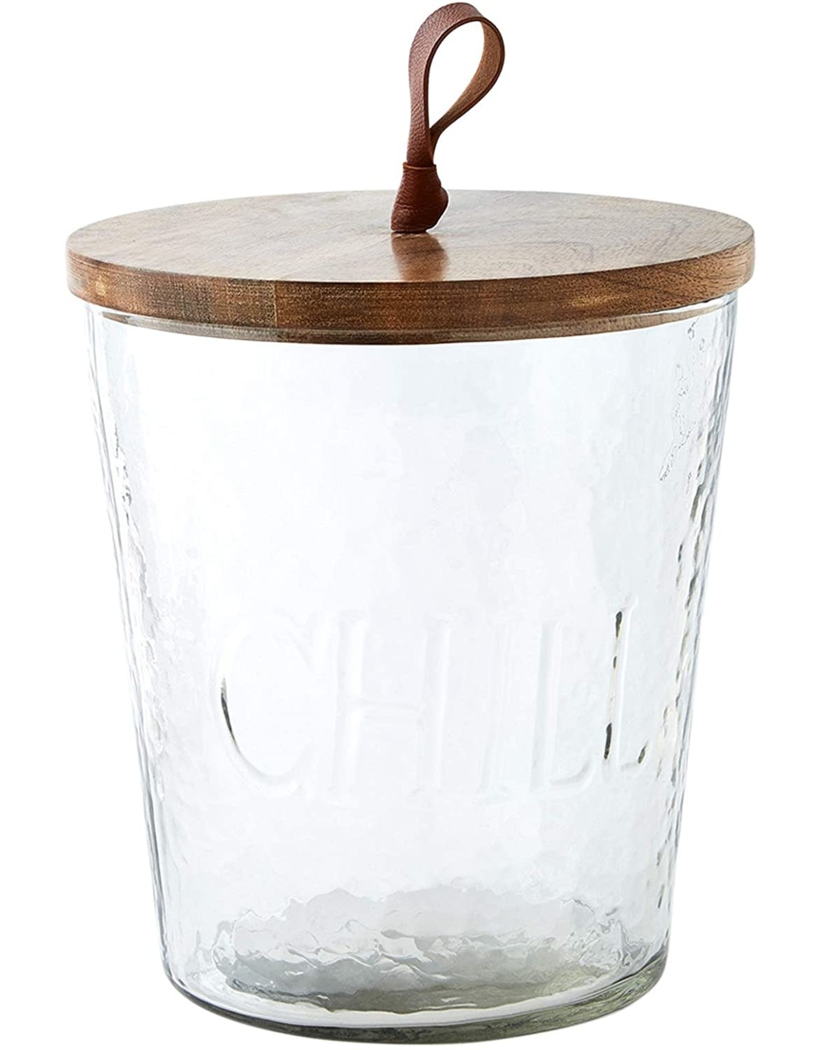 Mud Pie Chill Textured Glass Ice Bucket w Lid