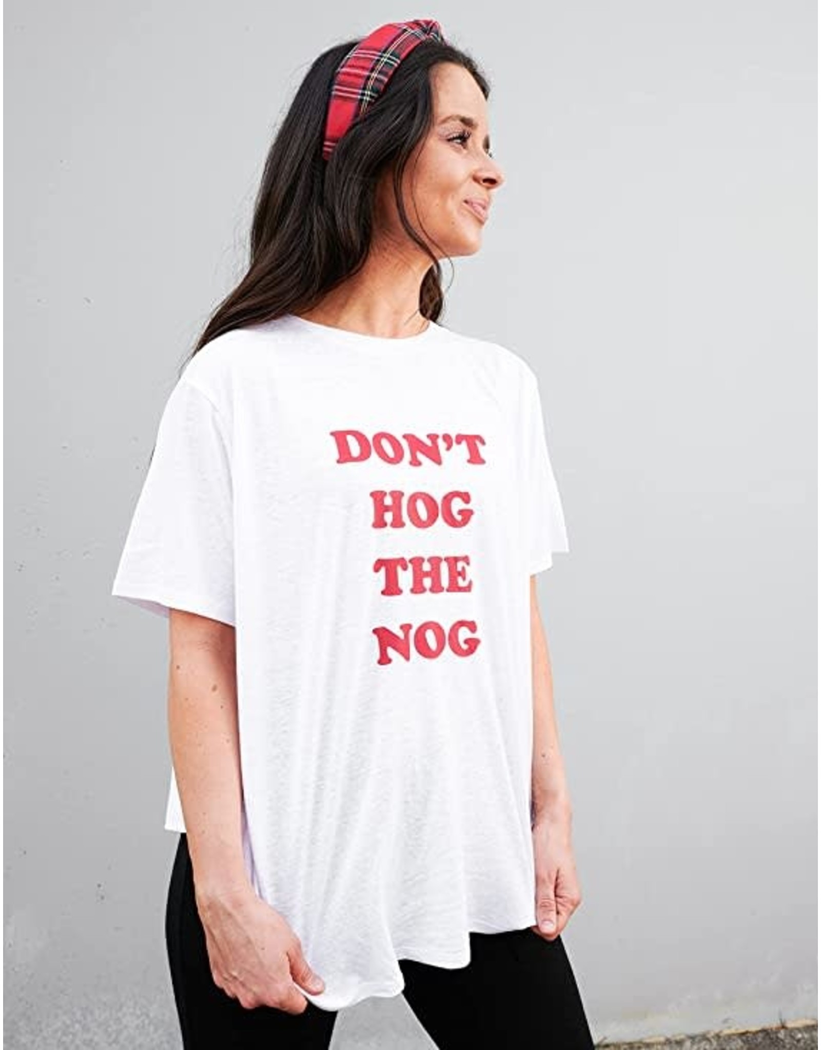 Mud Pie Holiday Graphic Tees Dont Hog The Nog T-Shirt M-L