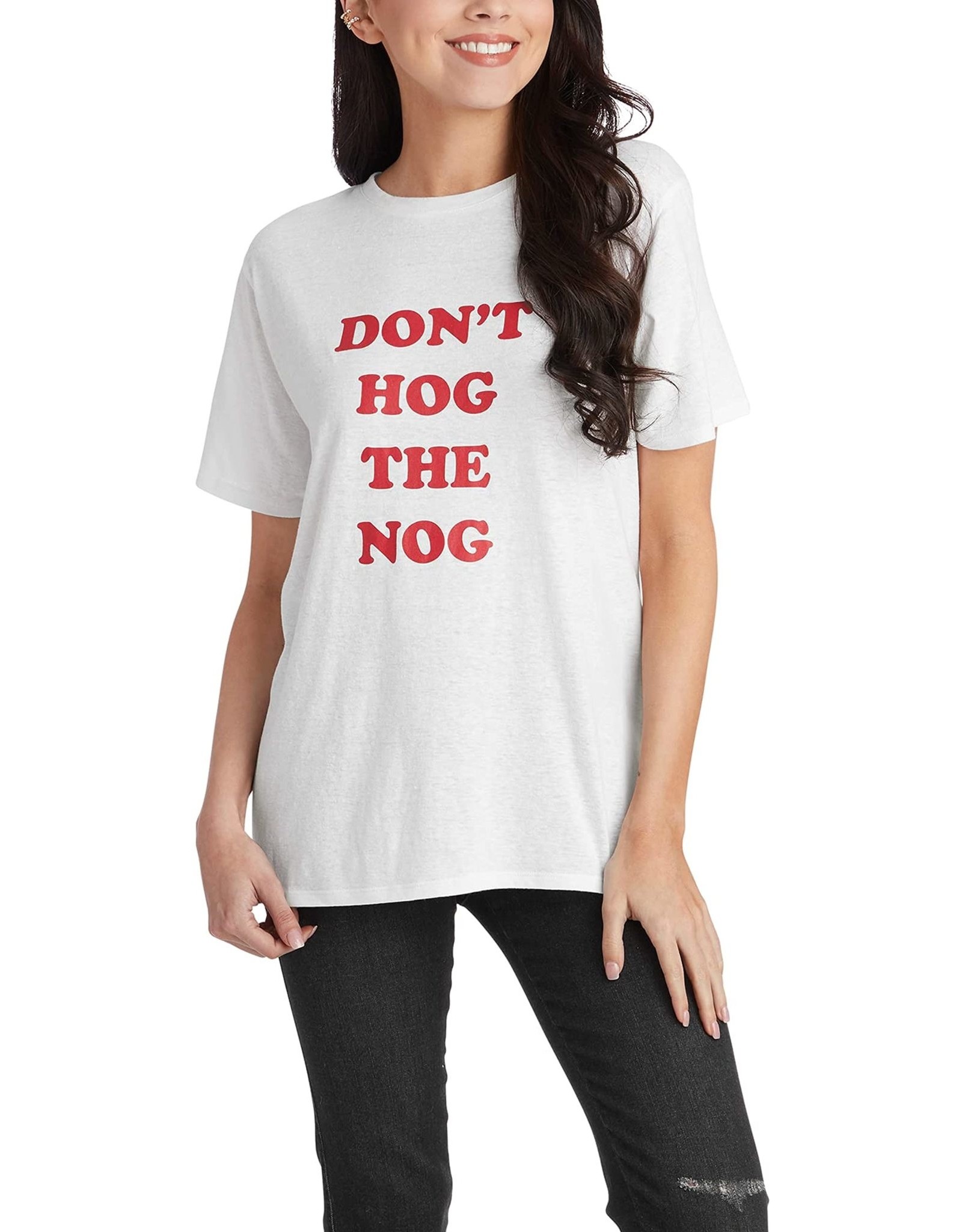 Mud Pie Holiday Graphic Tees Dont Hog The Nog T-Shirt M-L