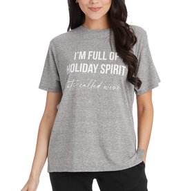 Mud Pie Holiday Graphic Tees Full Of Holiday Spirit - Wine T-Shirt M-L