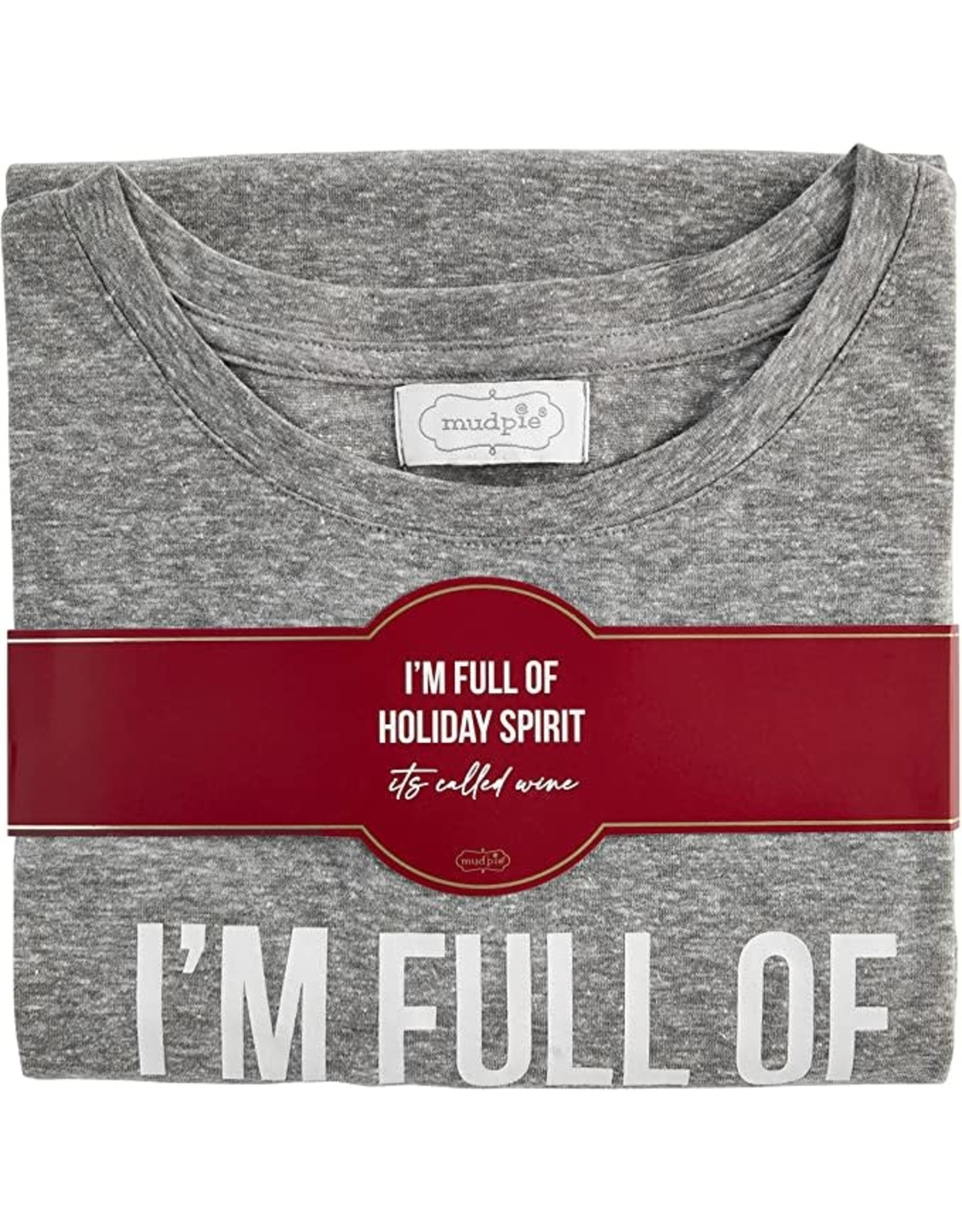 Mud Pie Holiday Graphic Tees Full Of Holiday Spirit - Wine T-Shirt M-L