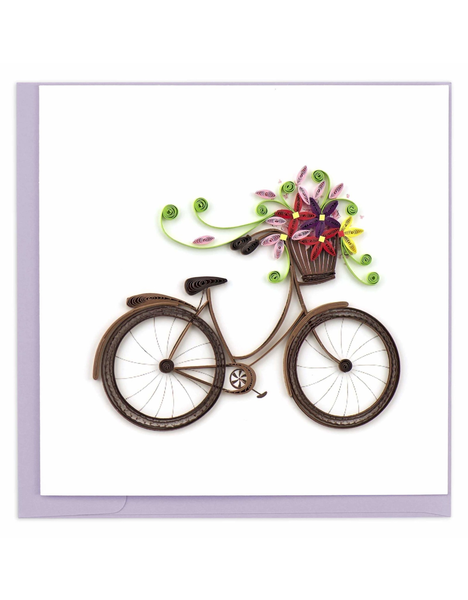 Quilling Card Quilled Bicycle with Flower Basket Greeting Card