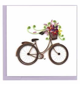 Quilling Card Quilled Bicycle with Flower Basket Greeting Card