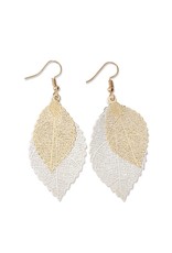 Periwinkle by Barlow Two Tone Overlapping Leaf Earrings