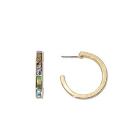 Periwinkle by Barlow Gold Abalone Station Hoop Earrings
