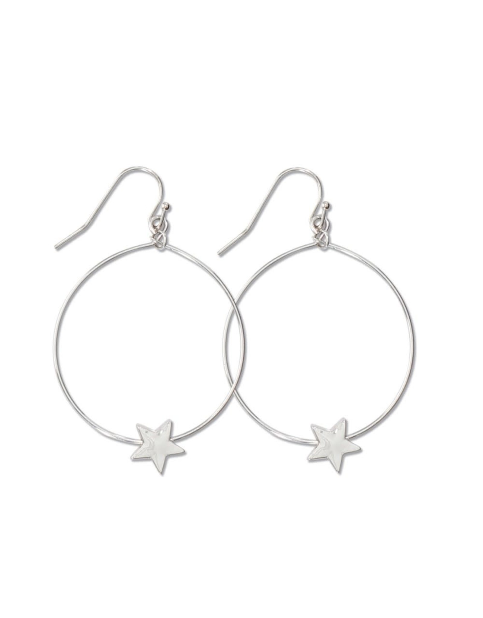 Periwinkle by Barlow Silver Hoops Star Earrings