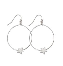 Periwinkle by Barlow Silver Hoops Star Earrings