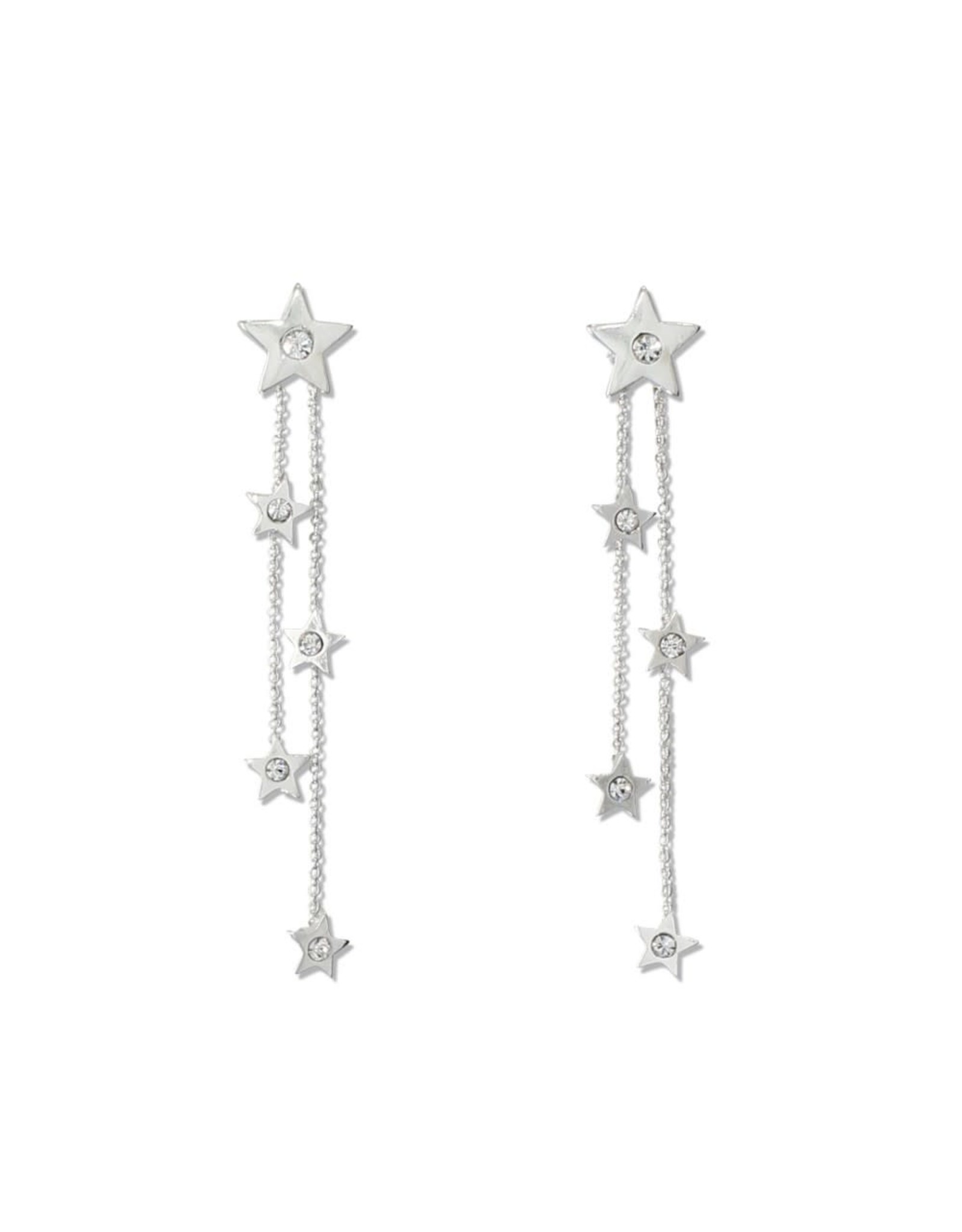 Periwinkle by Barlow Silver Multiple Star Drop Crystal Earrings