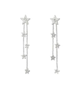 Periwinkle by Barlow Silver Multiple Star Drop Crystal Earrings