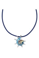 Periwinkle by Barlow 16 Inch Abalone Conch Shell Blue Cord Necklace