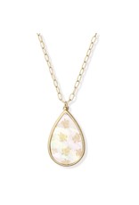 Periwinkle by Barlow 16  Inch MOP And Turtle Print Teardrop Necklace