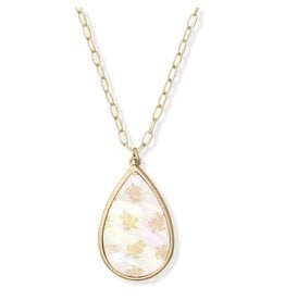 Periwinkle by Barlow 16  Inch MOP And Turtle Print Teardrop Necklace