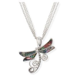 Periwinkle by Barlow 17 Inch  Abalone Inlay Dragonfly Necklace