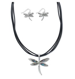 Periwinkle by Barlow Abalone Dragonfly Necklace Set