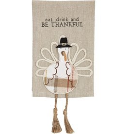 Mud Pie Thanksgiving Turkey Dangle Leg Towel Eat Drink Be Thankful