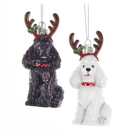 Kurt Adler Nobel Gems Poodles W Antlers Ornaments 2 Assorted