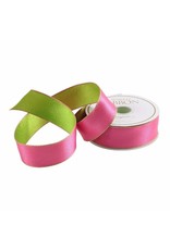 Caspari Two Sided Satin Pink And Green Ribbon 1w x 10yds