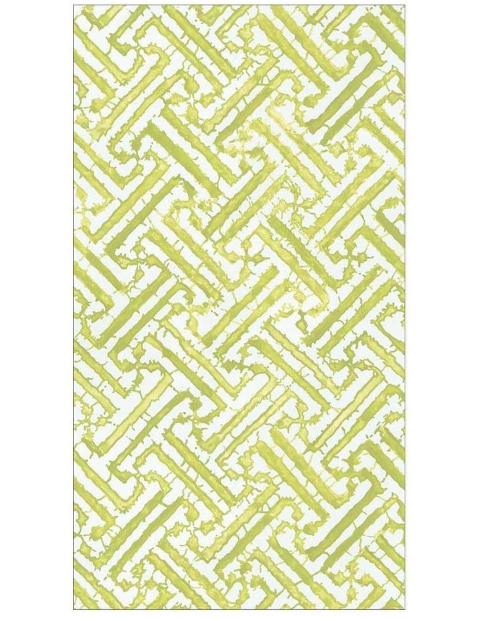 Caspari Paper Guest Towel Napkins 15pk Fretwork Moss Green