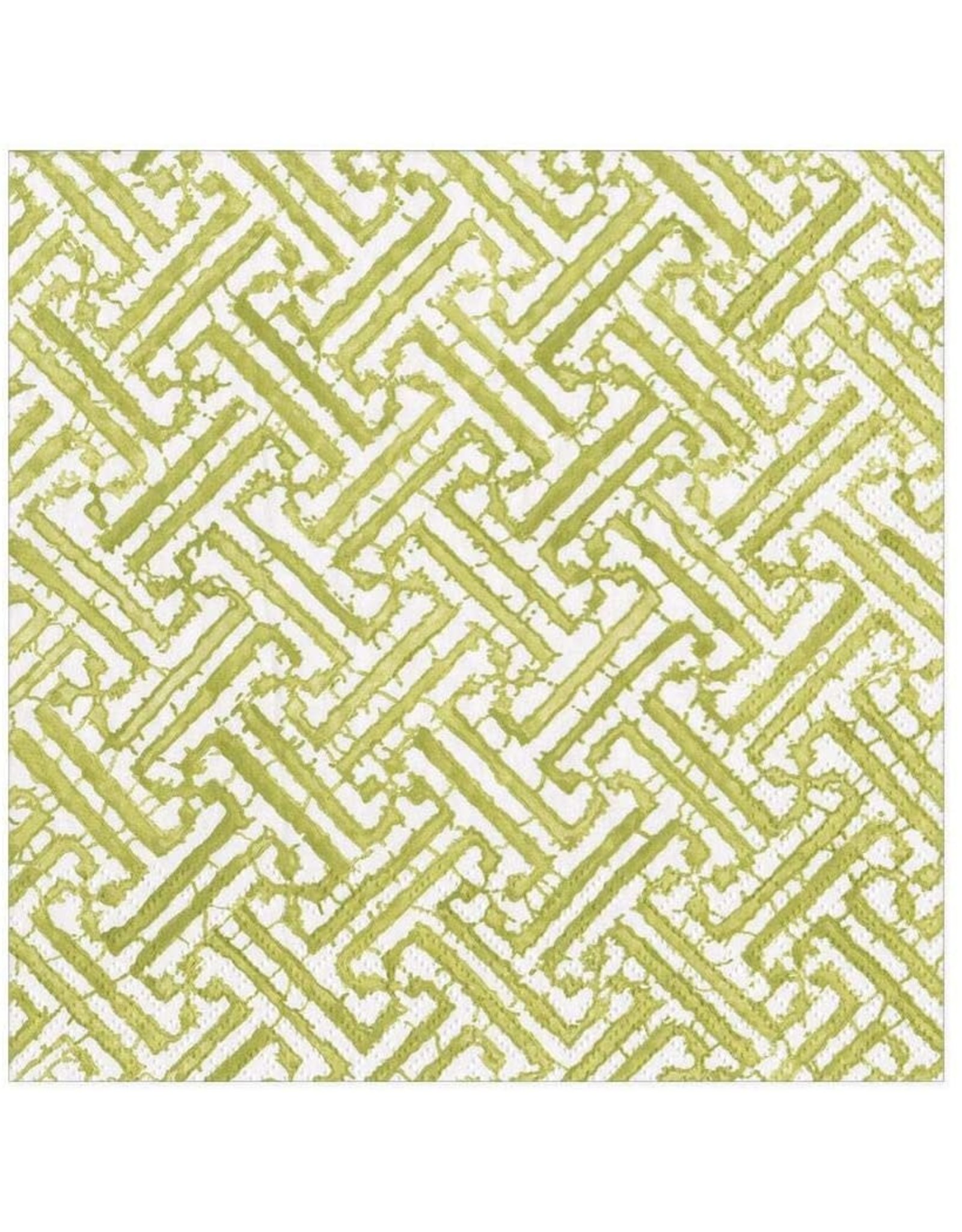 Caspari Paper Lunch Napkins 20pk Fretwork In Moss Green