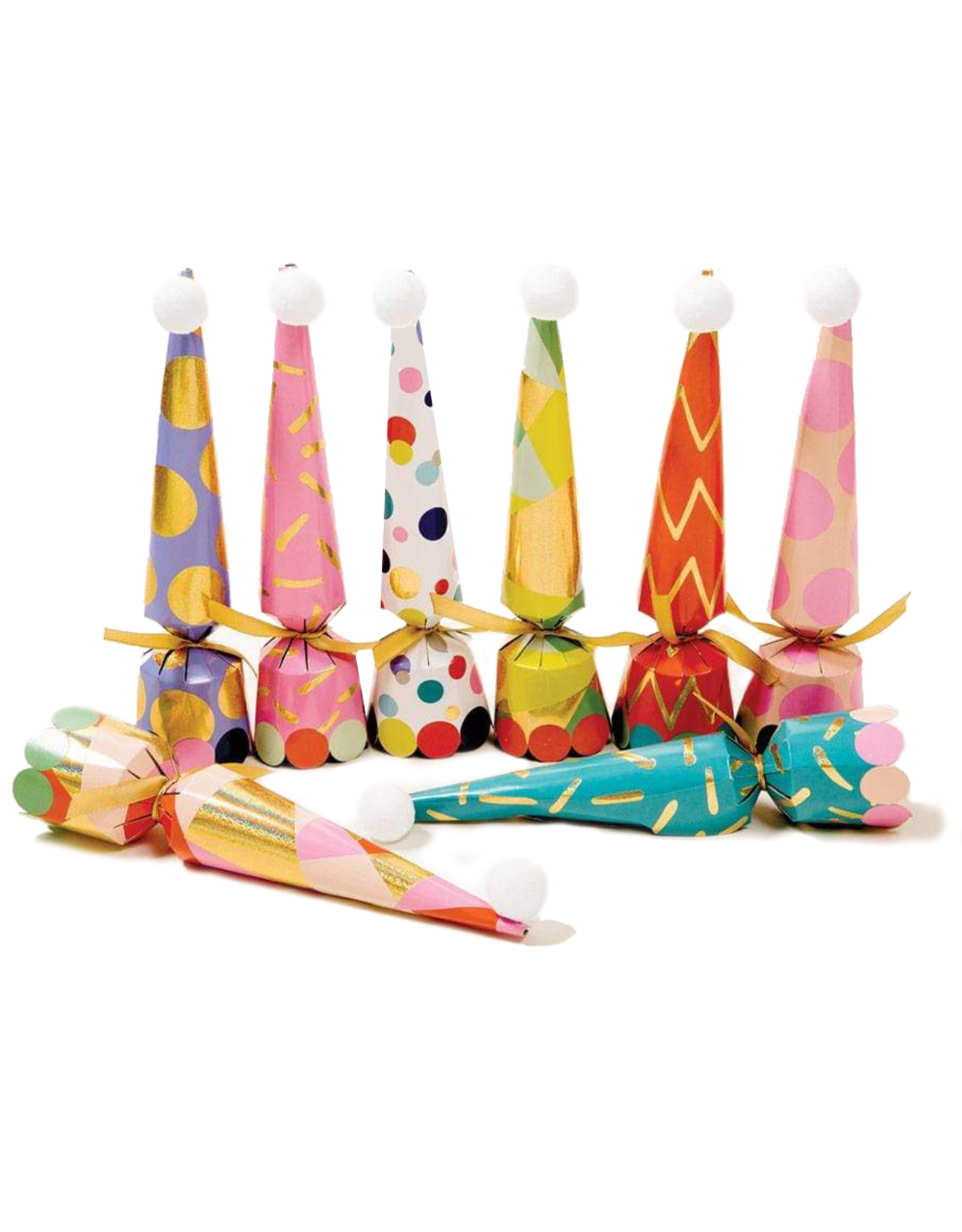Caspari Party Hats Cone Celebration Crackers 8pk