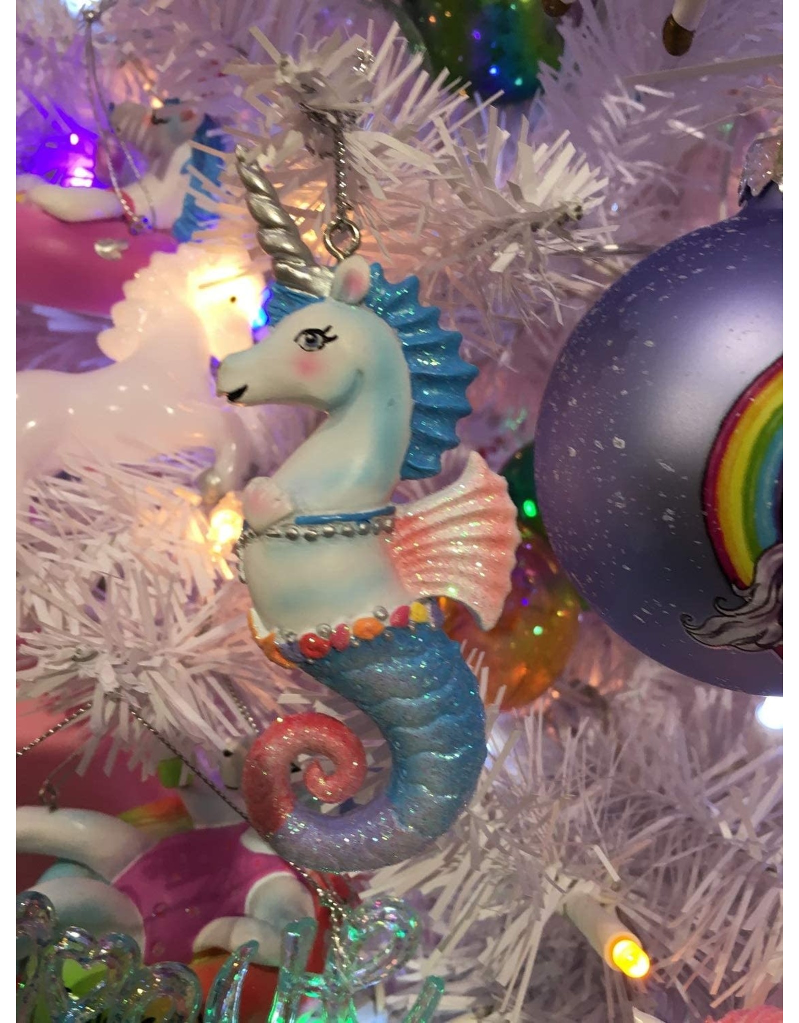 Kurt Adler Unicorn Seahorse Ornaments Set of 2 Assorted