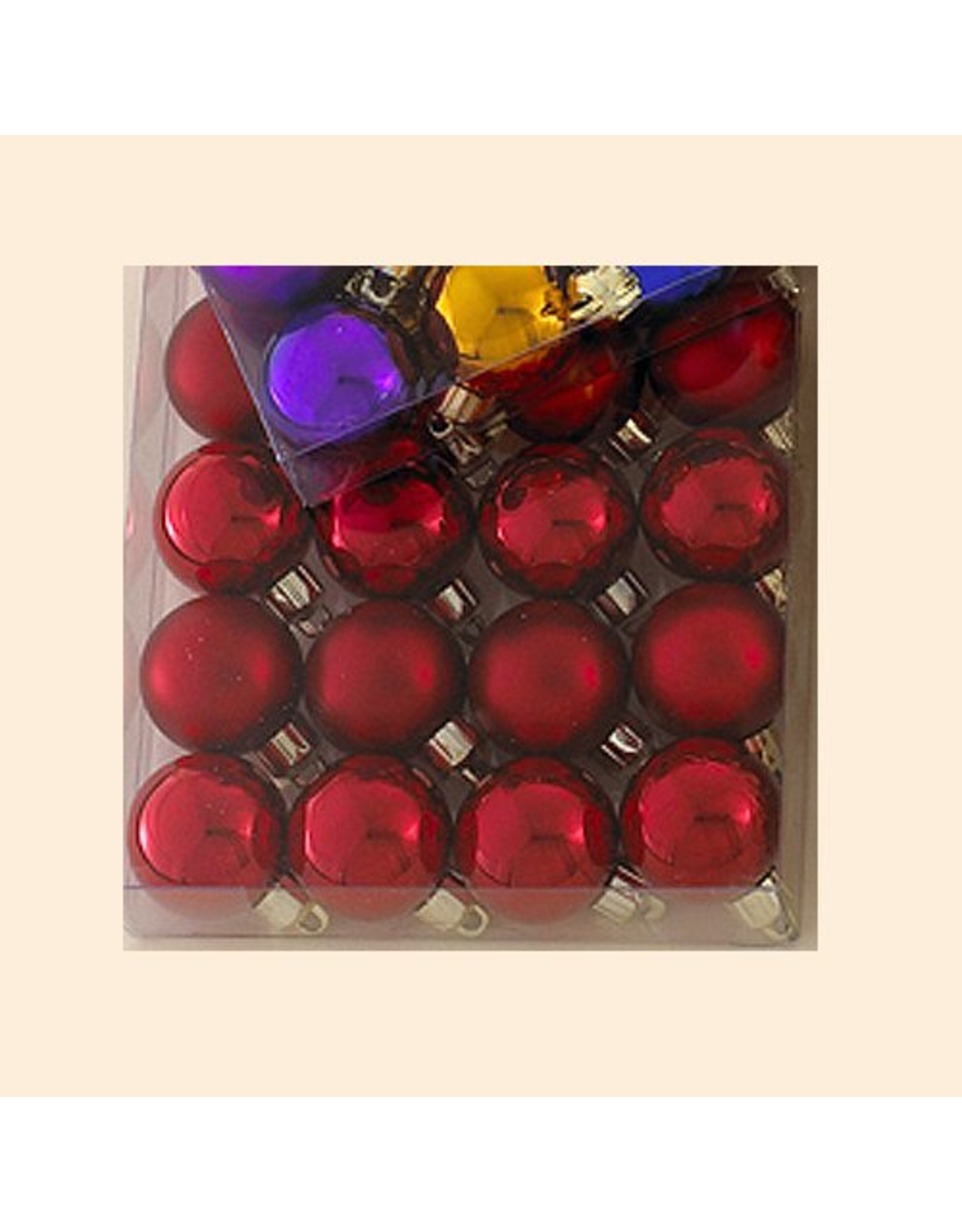 Kurt Adler Miniature Shatterproof Ball Ornaments 24pc 30MM Red